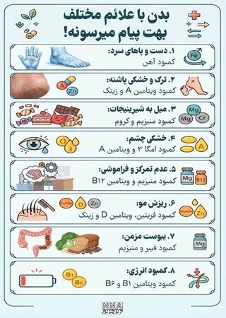نوراینفو/ ۸ علامت مهم کمبود ویتامین و مواد معدنی در بدن که نباید نادیده بگیرید