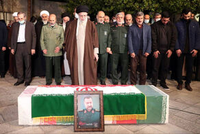 Iran's leader leads prayer for body of Martyr Seyyed Razi Mousavi