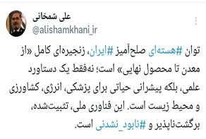 پیام معنادار شمخانی در روز ملی فناوری هسته‌ای