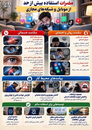 نوراینفو/عوارض پنهان اعتیاد به موبایل بر سلامت جسم و روان