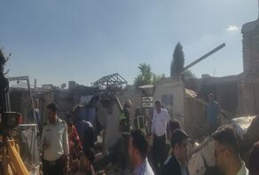 تخریب کامل ساختمان بر اثر انفجار در کرمانشاه