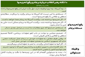 10 نکته رهبر انقلاب درباره برجام و رفع تحریم‌ها