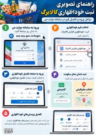 نوراینفو/راهنمای تصویری ثبت خوداظهاری کالابرگ؛ مراحل ورود به سامانه دولت من